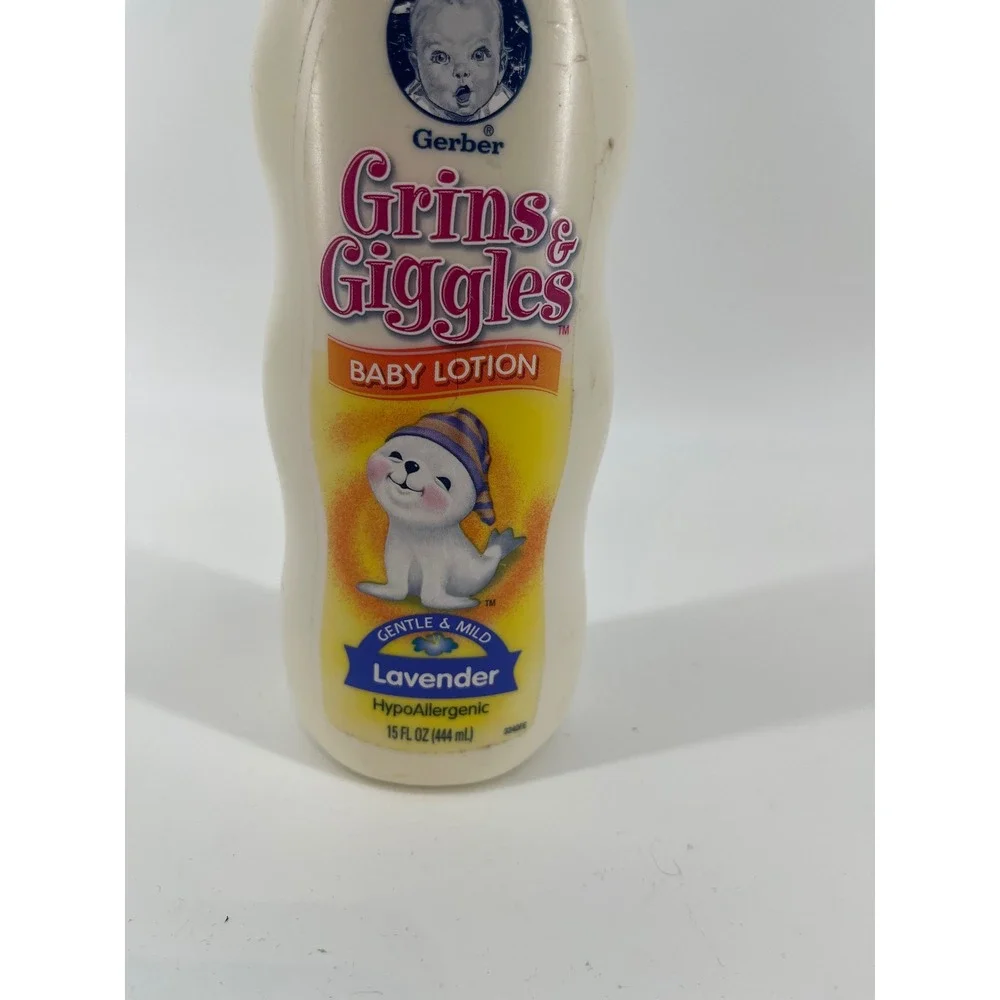 Rare Discontinued Gerber Grins & Giggles Baby Lotion 15oz Lavender New Old Stock